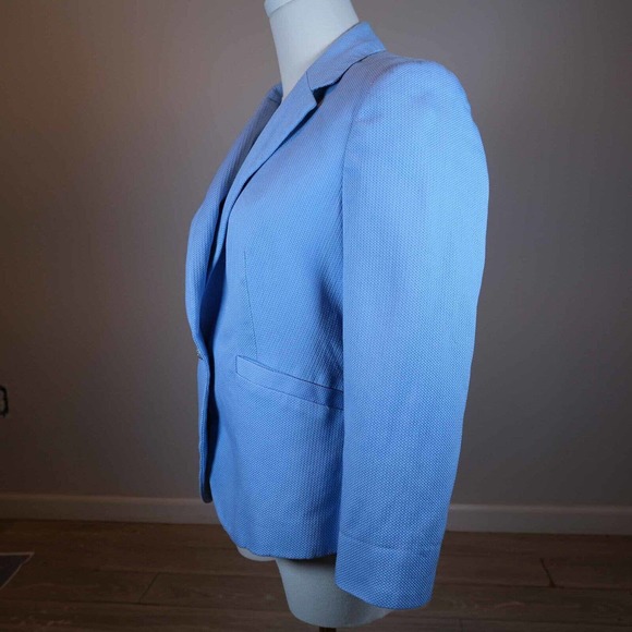 The Limited Womens Blazer Jacket Medium Blue Pattern Lined Career Girlboss - Picture 3 of 14